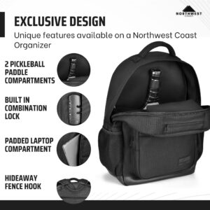 Northwest Coast Pickleball Backpack with Fence Hook and Combination Lock - High Capacity for Paddles, Balls and Water Bottles(Backpack)