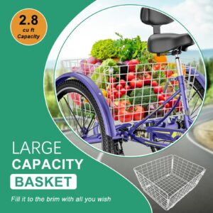 LILYPELLE Adult Tricycle 7 Speed, 3 Wheel Bike Adult, 20/24/26 inch Wheels Cruiser Bikes with Cargo Basket for Seniors, Women, Men