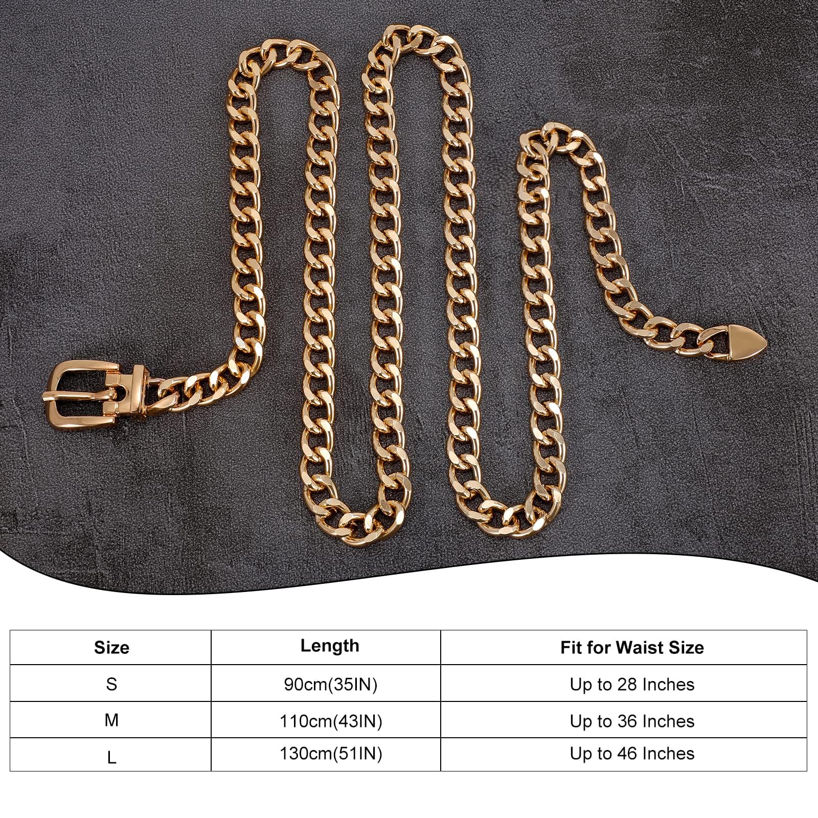 WHIPPY Waist Chain Belt Women Girls Adjustable Weave Body Link Belts for Jeans Dresses Gold M