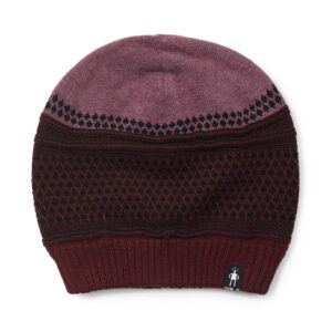 smartwool popcorn cable merino wool beanie for men and women, black cherry heather, one size