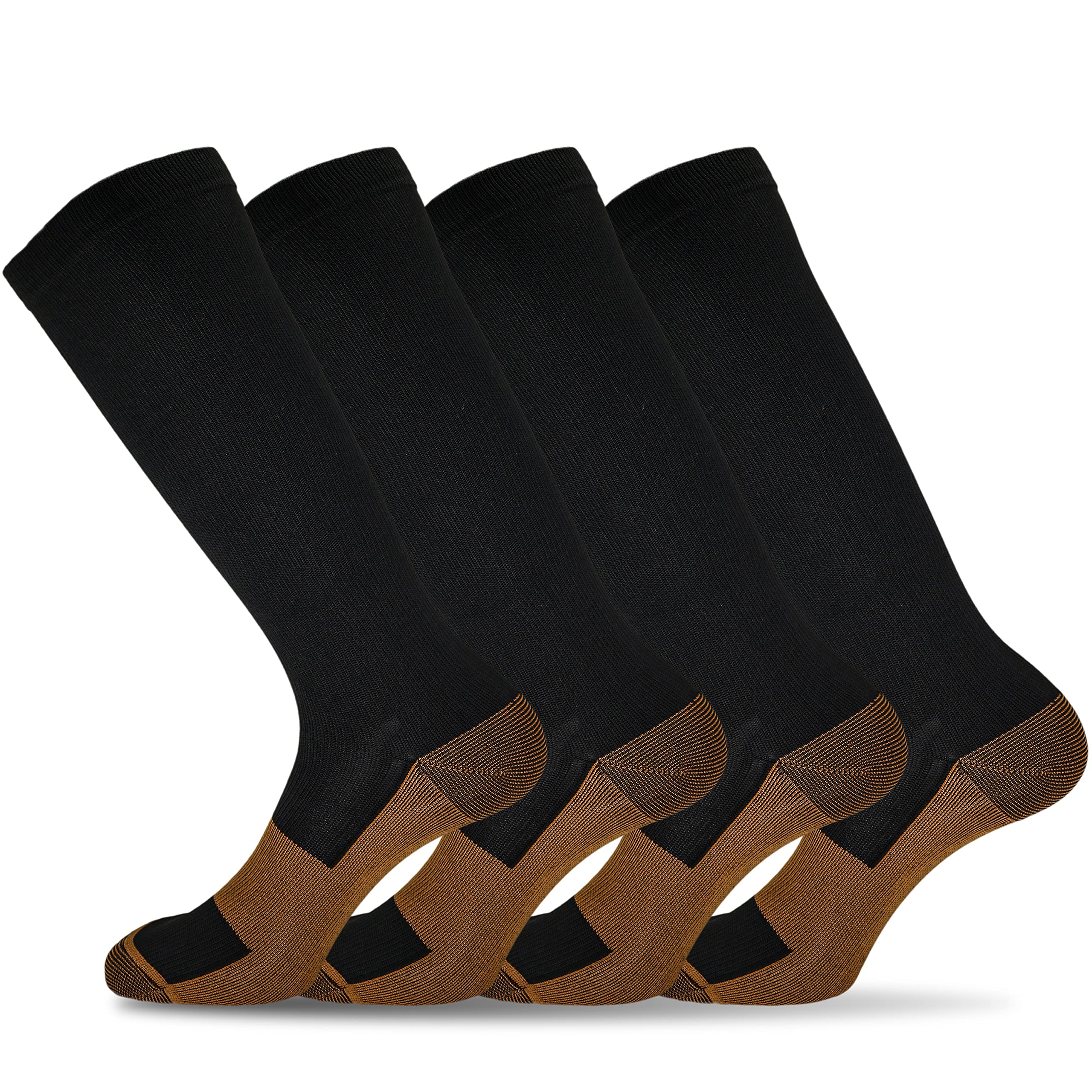 sainberth Compression Socks for Women & Men Circulation 4 Pairs 15-20mmHg for Nurse,Medical,Running,Athletic Support Socks,Black