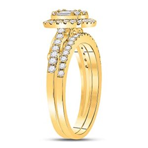 3/4 Carat (G-H, I1) Baguette Diamond Engagement Ring Wedding Set in 14K Yellow Gold