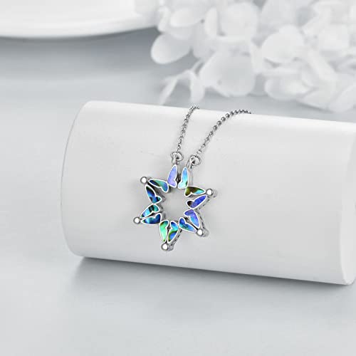 AXELUNA Star of David Necklace Sterling Silver Butterfly Folding Hexagram Pendant Necklace Jewellery for Women