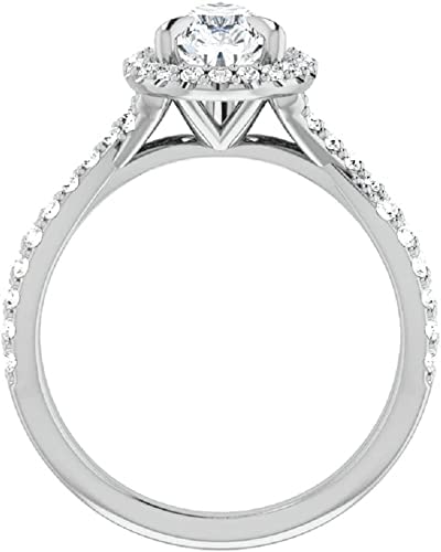 Sparkx Diamond 3.00 CT Pear Shaped Moissanite Engagement Ring, Halo Anniversary Ring, Twisted Vintage Promise Wedding Ring, 925 Sterling Silver Gift For Her (8)