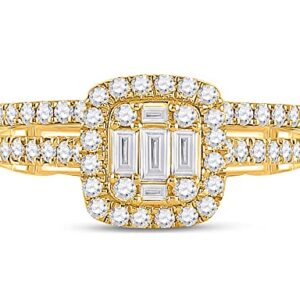 3/4 Carat (G-H, I1) Baguette Diamond Engagement Ring Wedding Set in 14K Yellow Gold