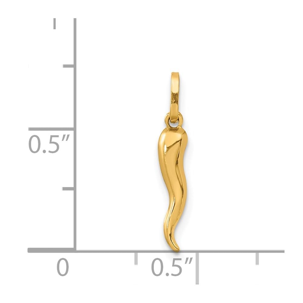 Auriga Fine Jewelry 14K Yellow Gold Italian Horn Pendant for Women (L- 0.79 Inch, W- 0.12 Inch)