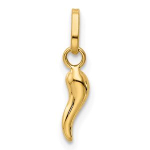 Auriga Fine Jewelry 14K Yellow Gold Italian Horn Pendant for Women (L- 12 mm, W- 3 mm)