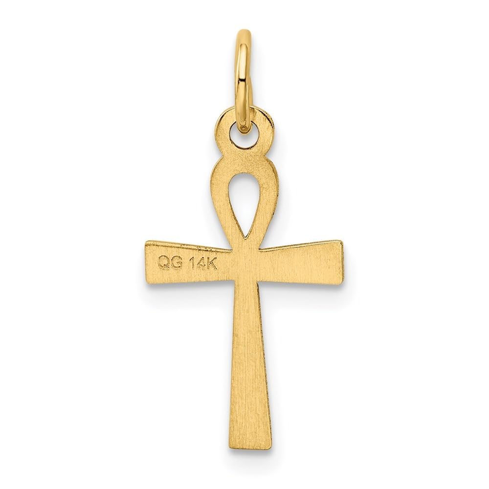 Auriga Fine Jewelry 14k Yellow Gold Laser Designed Ankh Cross Pendant (L- 22 mm, W- 11 mm) Gift for Women