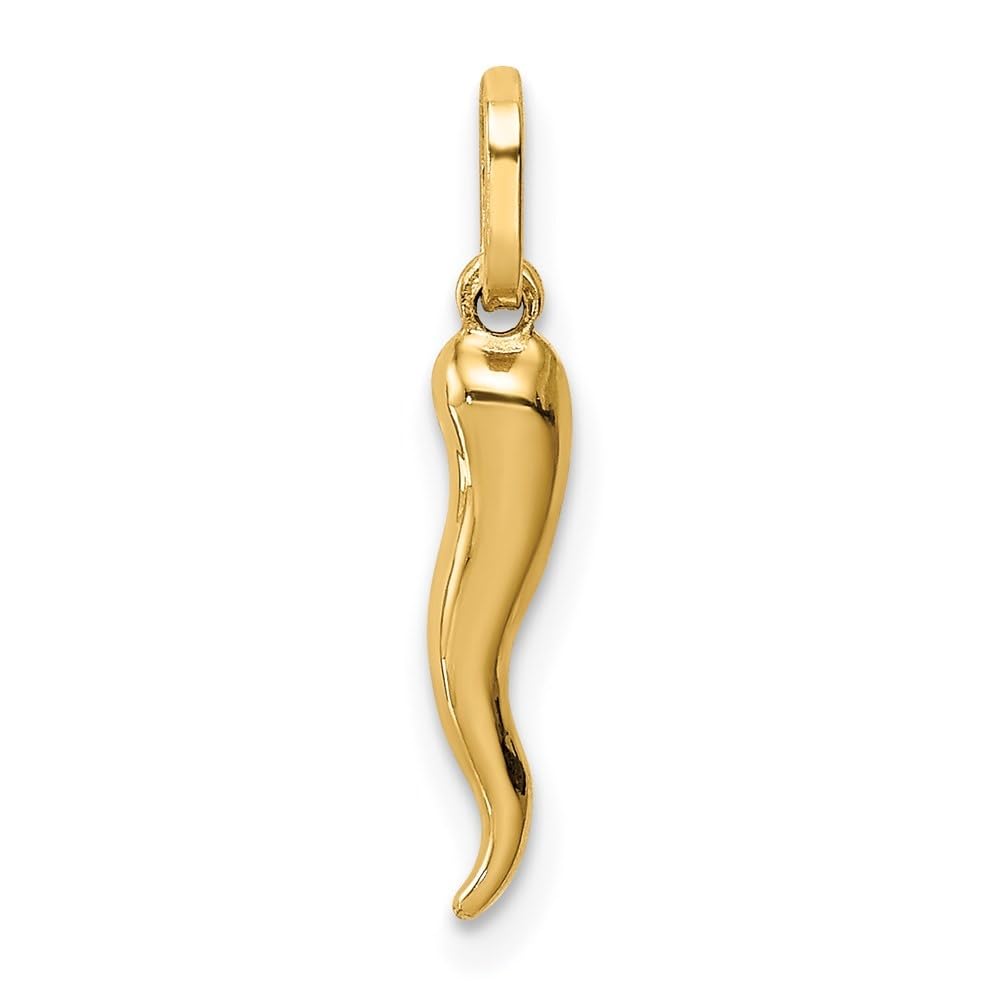 Auriga Fine Jewelry 14K Yellow Gold Italian Horn Pendant for Women (L- 0.79 Inch, W- 0.12 Inch)