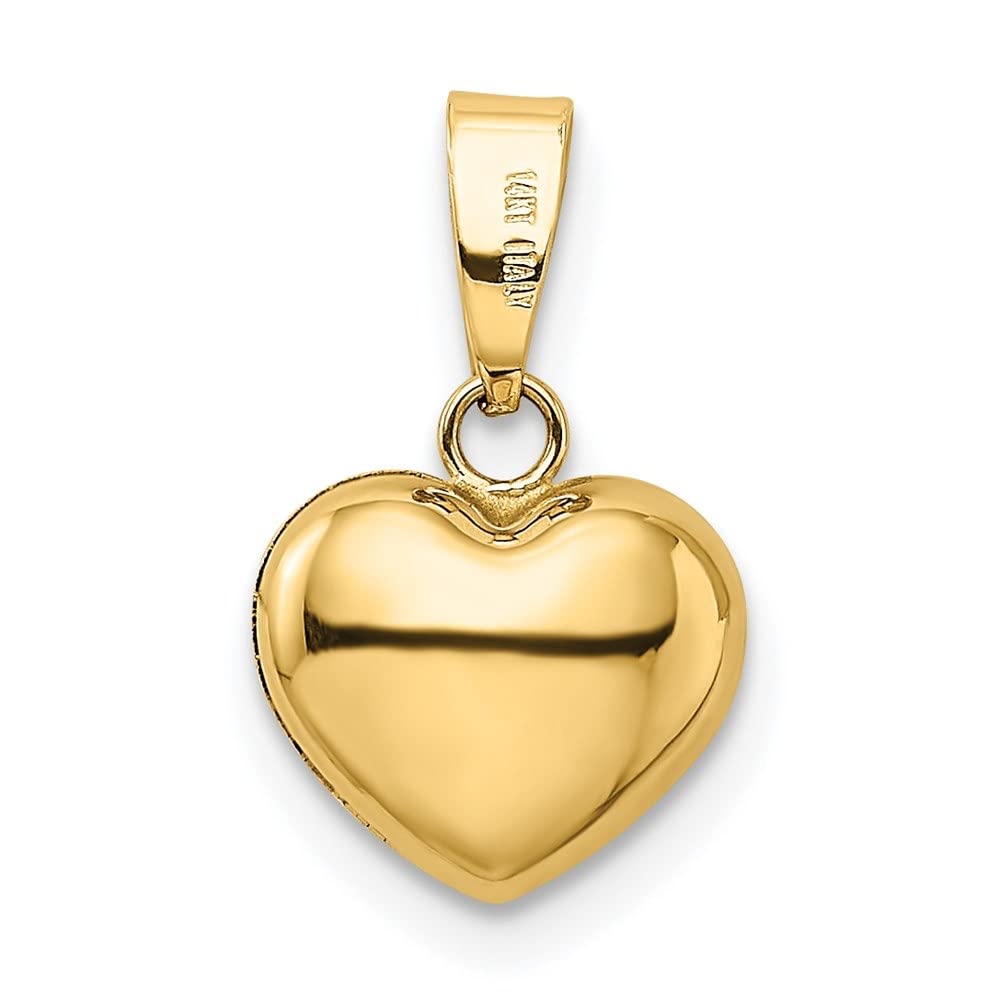 Auriga Fine Jewelry 14K Yellow Gold Puffed Heart Pendant for Women (L- 0.6 Inch, W- 0.4 Inch)