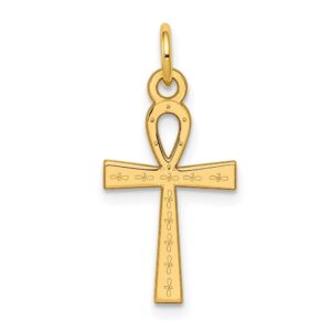 auriga fine jewelry 14k yellow gold laser designed ankh cross pendant (l- 22 mm, w- 11 mm) gift for women