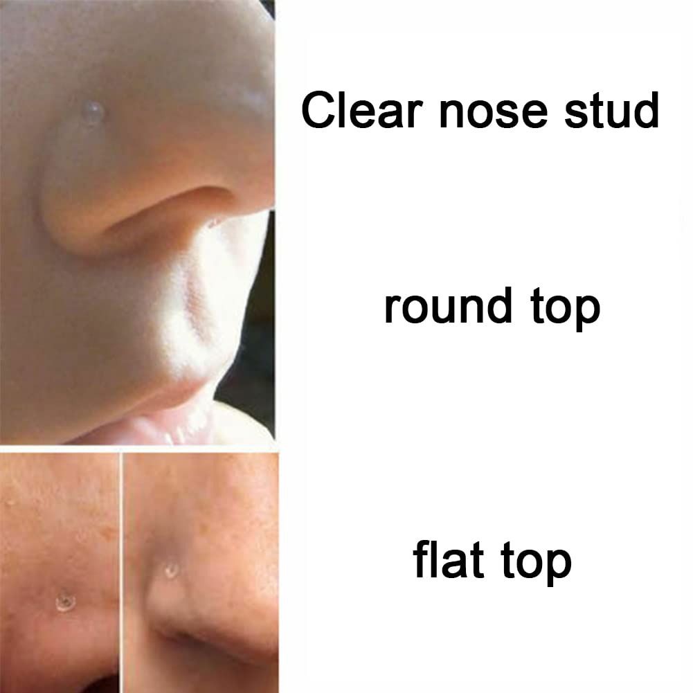 Longita 20g 18g Clear Nose Studs Clear Nose Rings for Work Plastic Nose Rings for Surgery Clear Earrings Plastic Earrings 16g Clear Cartilage Earrings