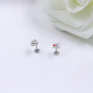 FLOGWE 2PCS 16G 316L Pushin Lip Rings Top Push in Threadless Spider &Bee Nose Stud Rings Top Push in Threadless Surgical Steel Flat Back Nose Studs for Womens