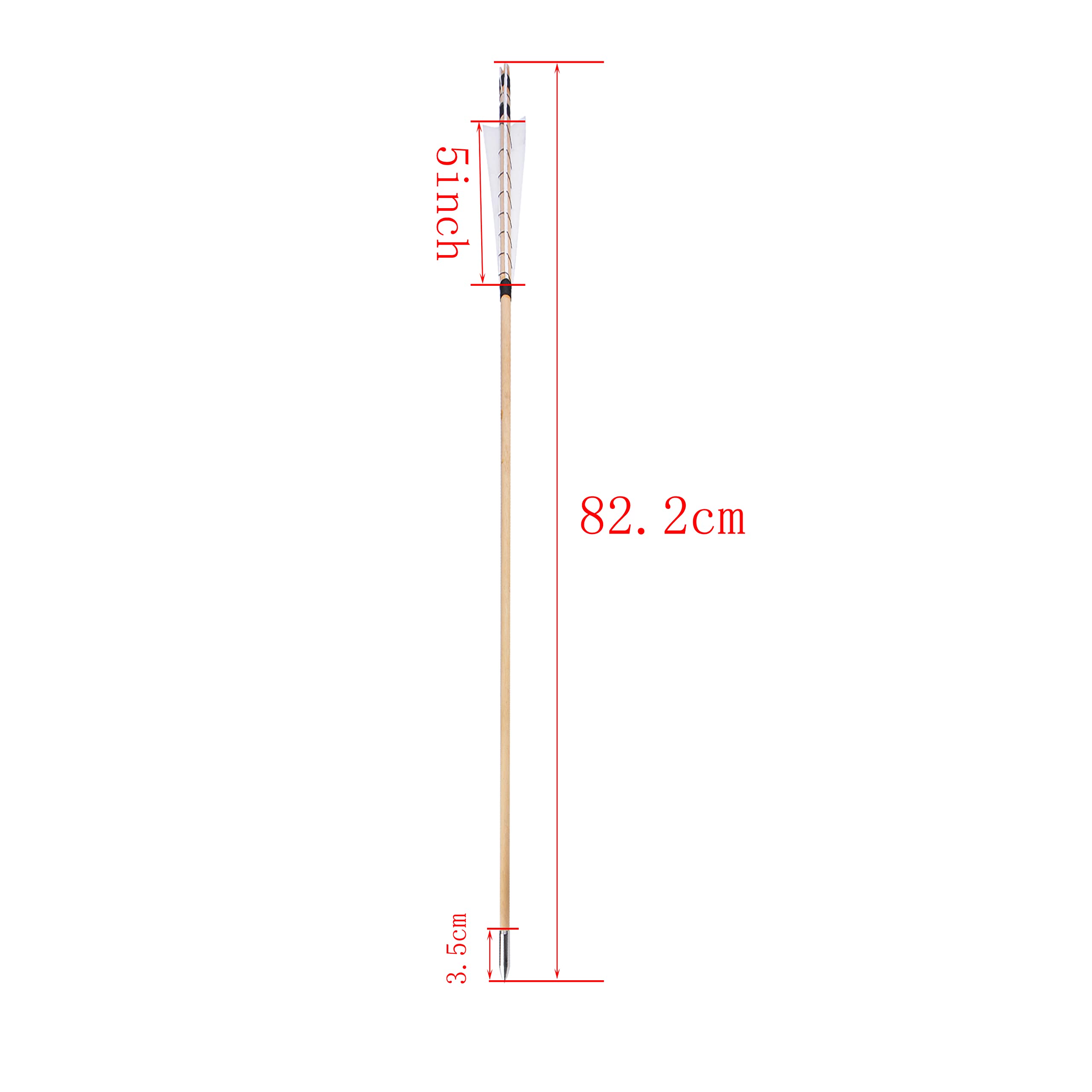 SHARROW 32 Inch Archery Traditional Wooden Arrow Hunting Arrow Pracrice Target Wooden Arrow Shaft with 5" Turkey Feather Fletching and Field Point for Longbow Traditaonal Bow (12 pcs)