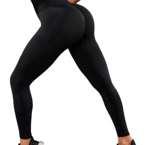 SHENHE Women's Seamless High Waisted Leggings Tummy Control Workout Yoga Pants Seamless Black L