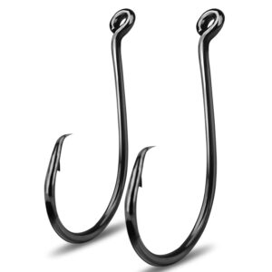 atibin black circle offset hooks saltwater freshwater strong octopus fish hook circle octopus fishing hook assortment for bass catfish #4/0 50-pack