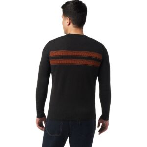 Smartwool Men's Sparwood Merino Wool Stripe Crew Sweater (Regular Fit), Charcoal Heather-Picante Heather, Large