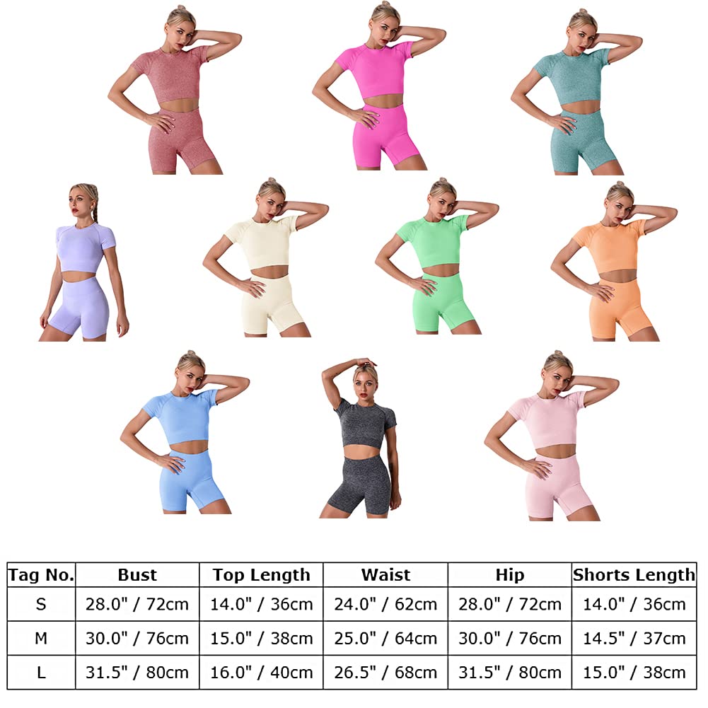 Black Workout Sets for Women: 2 Piece Yoga Outfit Tracksuits High Waisted Running Biker Shorts with Strap Sport Shirt Crop Top Exercise Running Clothes Athletic Gym Sets Matching Active Wear Medium