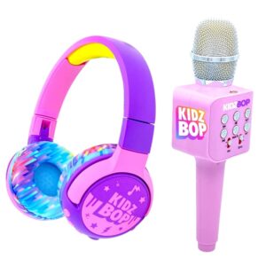 move2play bundle - kidz bop wireless headphones and microphone, pink