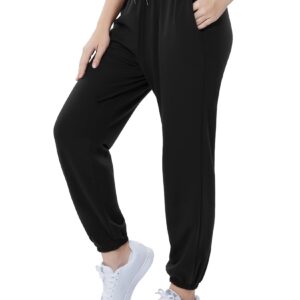 KOJOOIN Black Pants for Women Winter Long Sweatpants Drawstring Pants with Pockets M