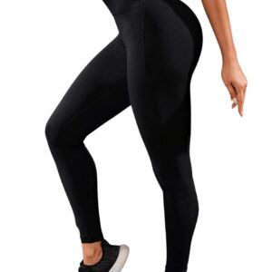 SHENHE Women's Seamless High Waisted Leggings Tummy Control Workout Yoga Pants Seamless Black L