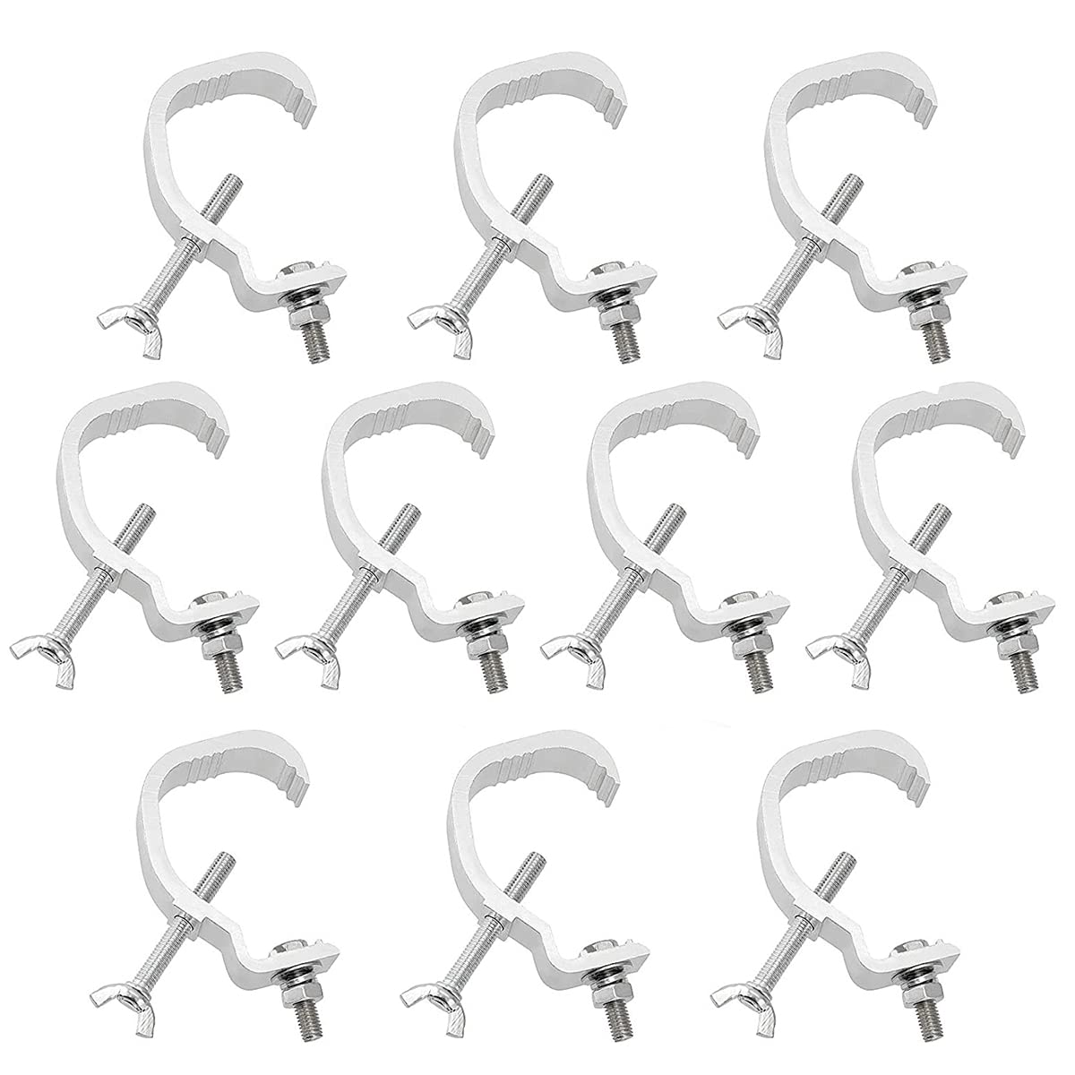 10Pack Heavy Duty Stage Lighting Clamps Hook,45 lb Load Capacity Aluminum Alloy Clamps,Fit 25-55mm OD Tube for DJ Lighting Projector Par Lights Spot Lights