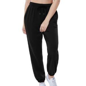 KOJOOIN Black Pants for Women Winter Long Sweatpants Drawstring Pants with Pockets M