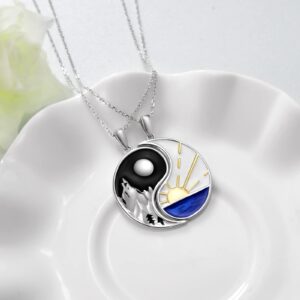 Matching Couples Necklace Sterling Silver Yin Yang Couples Necklace for him and her Couple gifts for Women Men