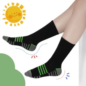 Comfoex Boys Crew Socks For Kids 4-6 6-8 8-10 Years Old Athletic Long Socks With Cushioned Sole 6 Pairs