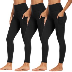 syrinx high waisted leggings with pockets for women - soft athletic tummy control pants for yoga workout