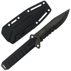 TAKUMITAK Tactical Knife Hunting Knife Survival Knife D2 Drop Point Blade G10 Handle Kydex Sheath Molle Clip Fixed Blade Knives Camping Accessories Hunting EDC Gear 40222 (Stonewash TKF213SW)