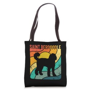 saint berdoodle vintage sunset mom dad tote bag