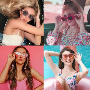 SUNOVELTIES 12 Pack Mixed Pink Sunglasses Classic Retro Party Favors Eyewear Costume Accessories Bulk Glasses for Unisex Adult