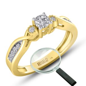 HALO JEWELERS Collection Three Tone Spinner Ring, 14k Gold Round Cut White Diamond Open Circle Spinning Motion Ring Engagement Wedding | H-I Color, I1-I2 Clarity, 0.65 Cttw Size-7 (HJ-RG11335-14k-7)