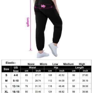 KOJOOIN Black Pants for Women Winter Long Sweatpants Drawstring Pants with Pockets M