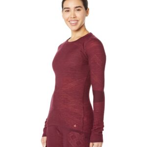 Smartwool Women's Intraknit Thermal Merino Wool Base Layer Crew (Slim Fit), Black Cherry, Large