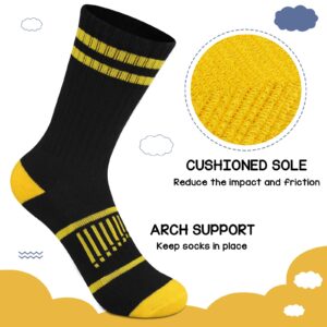 Comfoex Boys Crew Socks Athletic Half Cushioned Calf Socks For Big Little Kids 4-10 Years Old 6 Pairs