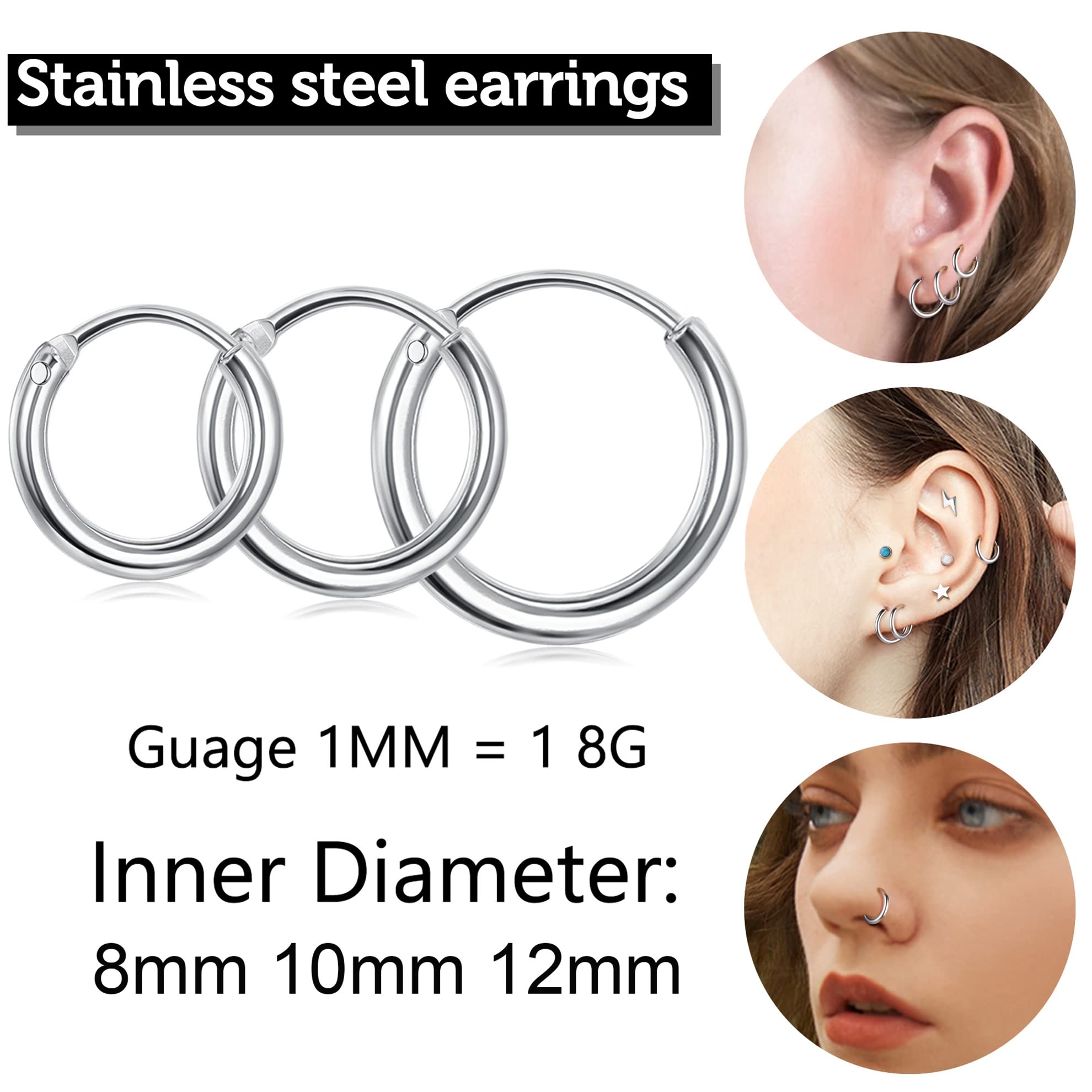 YADOCA 19Pairs Surgical Steel Stud Earrings Set for Women Men Small CZ Heart Star Moon Flat Back Earrings Hypoallergenic 20G Tiny Cartilage Earrings Stud Hoops Helix Tragus Daith Earrings Piercing