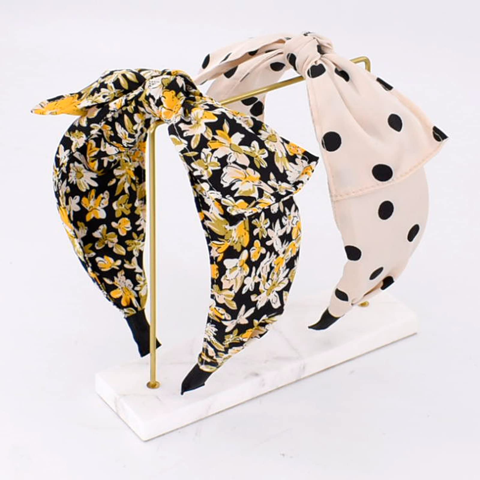 BEGOOD Bow Headbands for Women Floral Knotted Wide Headband with Bow Womens Fashion Head Bands Bowknot Turban Hair Hoops Hair Accessories for Girls 2Pcs