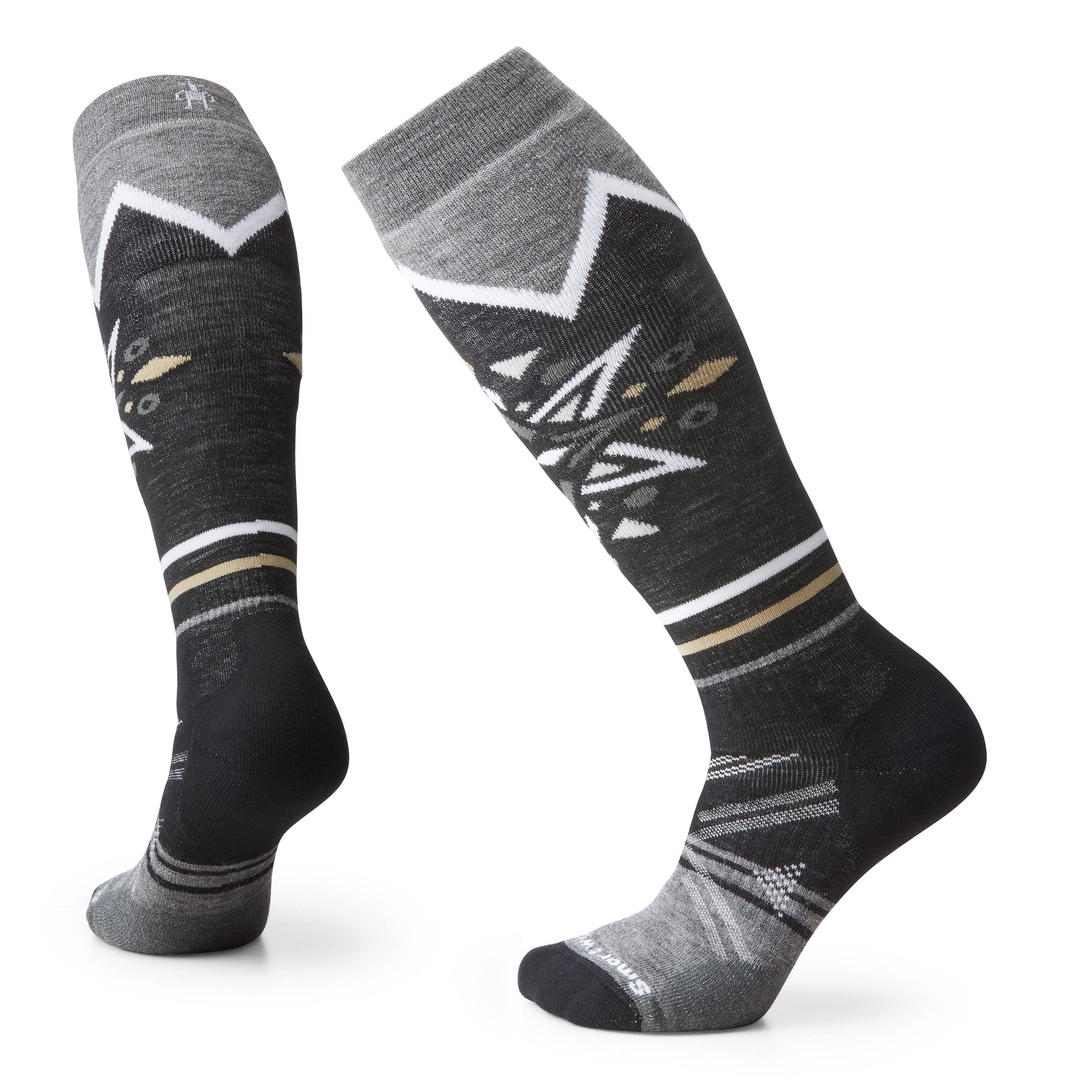 Smartwool Women's Ski Mountain Snowflake Pattern Full Cushion Merino Wool Over The Calf Socks, Black, Medium