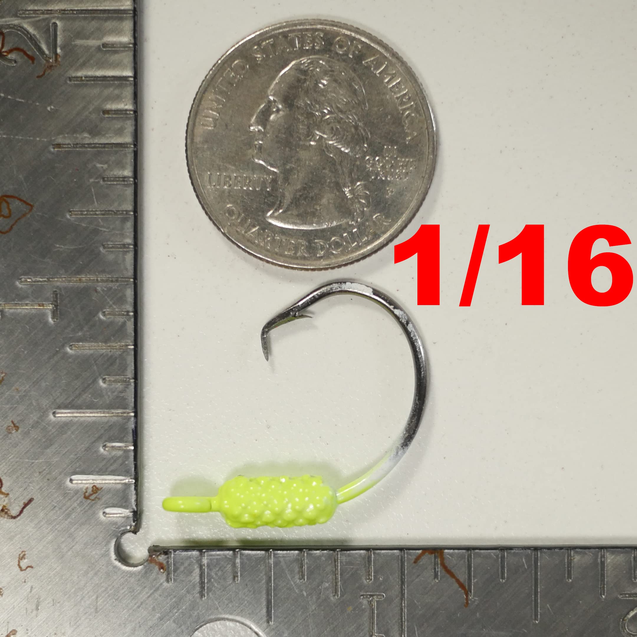 Yellowtail Snapper Weighted Circle Hook Jig - (Chartreuse) Mixed (4/0 - 1/32, 1/16, 1/8 oz & 5/0 - 1/8 oz) - 25 Pack