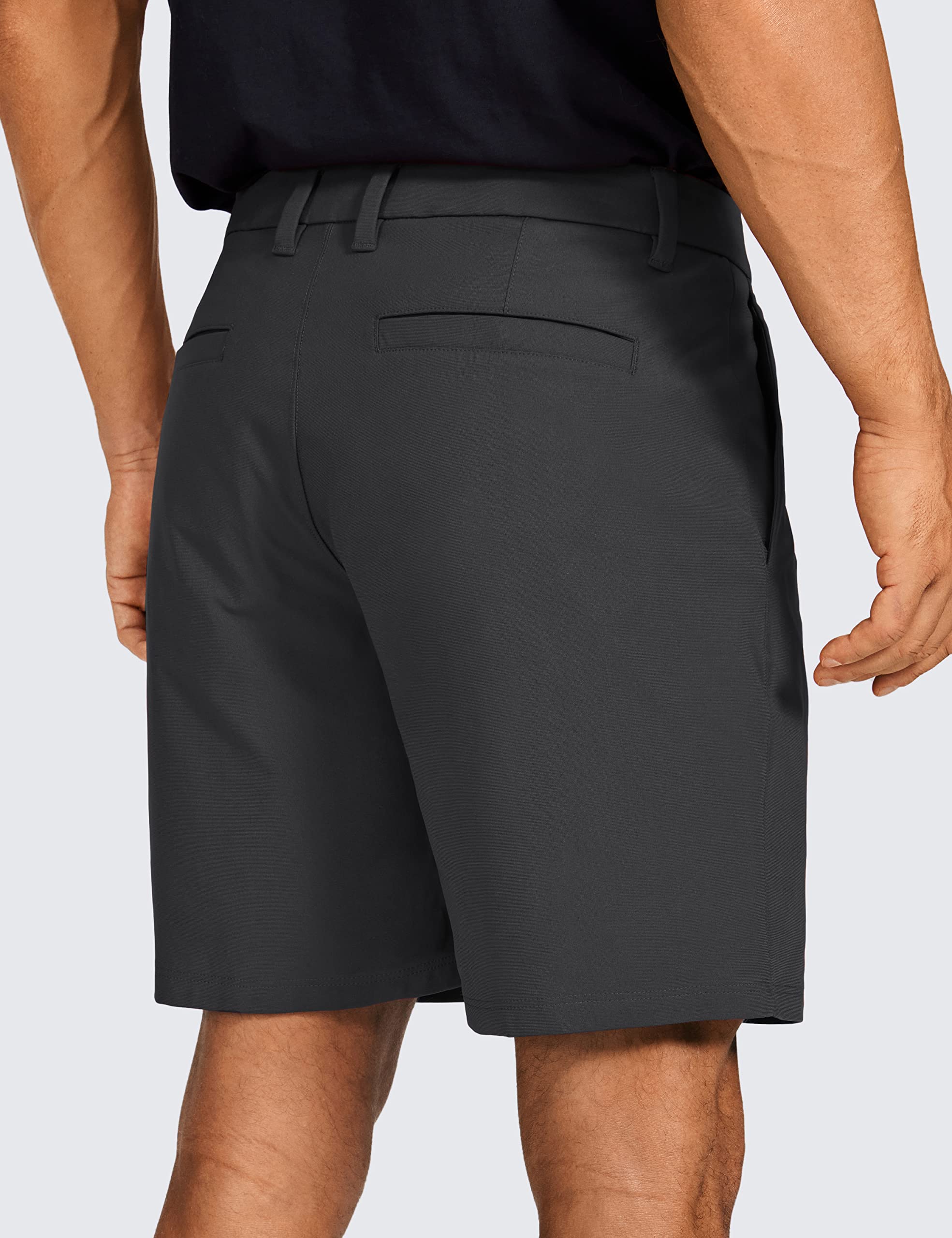 CRZ YOGA Men's All Day Comfy Golf Shorts - 7" Stretch Lightweight Casual Work Flat Front Shorts with Pockets Ink Gray 34