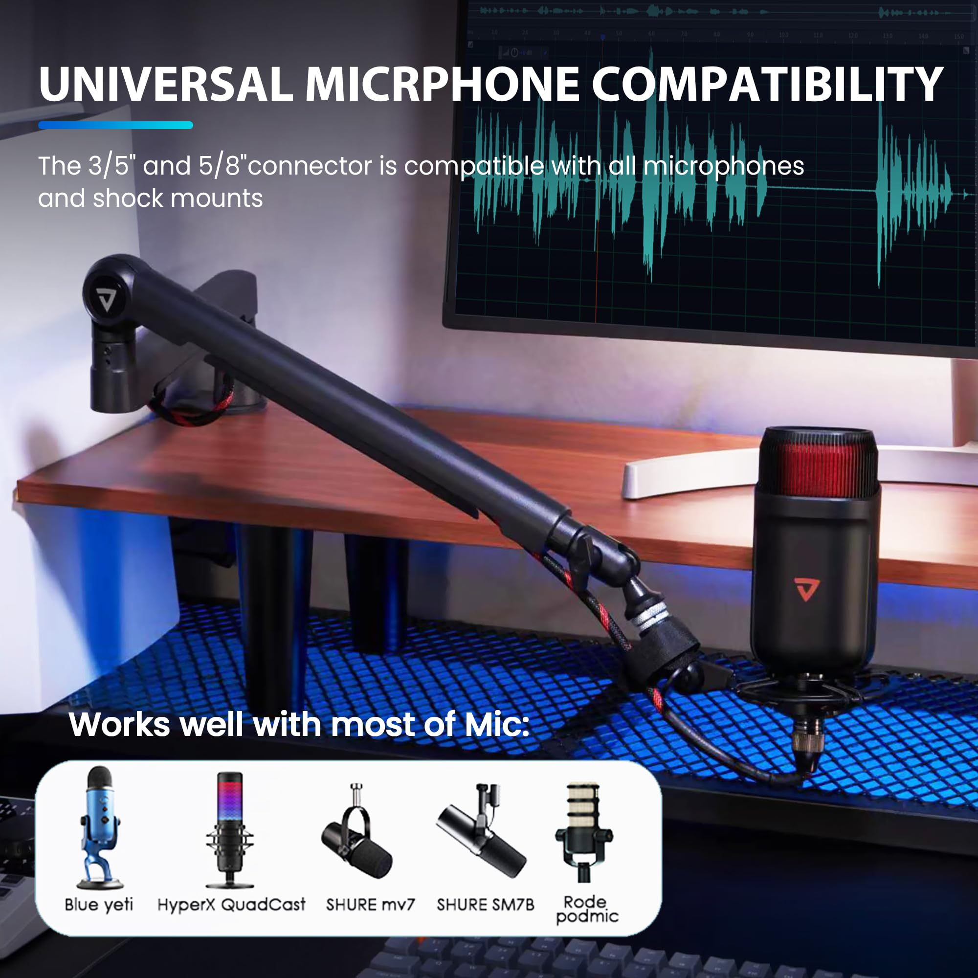 THRONMAX Twist S6 Microphone Boom Arm, Low Profile Mic Stand with Cable Management,Desk Clamp, Versatile Mounting, All-Metal and Fully Adjustable Mic Arm for Streaming, Gaming, Home Office,Universal