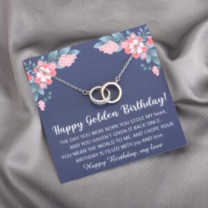 BLEOUK Golden Birthday Gift With Message Card Happy Golden Birthday Necklace Gift For Her Women Grandma Teacher Friend (Happy Golden Birthday)