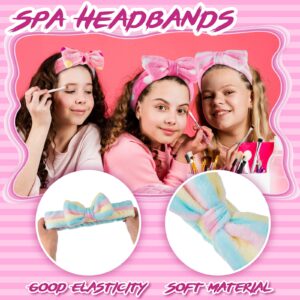 Jecery 18 Pcs Spa Party Supplies for Girls 6 Satin Kimono Robe 6 Spa Headband 6 Disposable Foam Pedicure Slippers (Rose,Size 10)