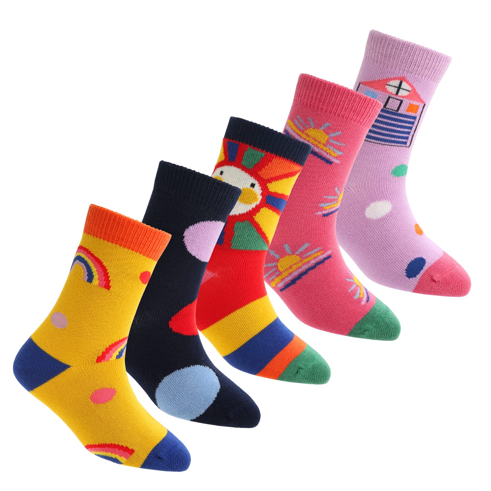 HUMAN FEELINGS Girls Socks,Athletic Socks for Girl 4-12 Years,Pack of 5 Pairs Dress socks…