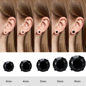 KANOUE 10 Pairs Silver and Black Stud Earrings Set, Hypoallergenic Earrings for Women Studs Set, Stainless Steel Earrings, Cubic Zirconia Earrings Studs for Girls