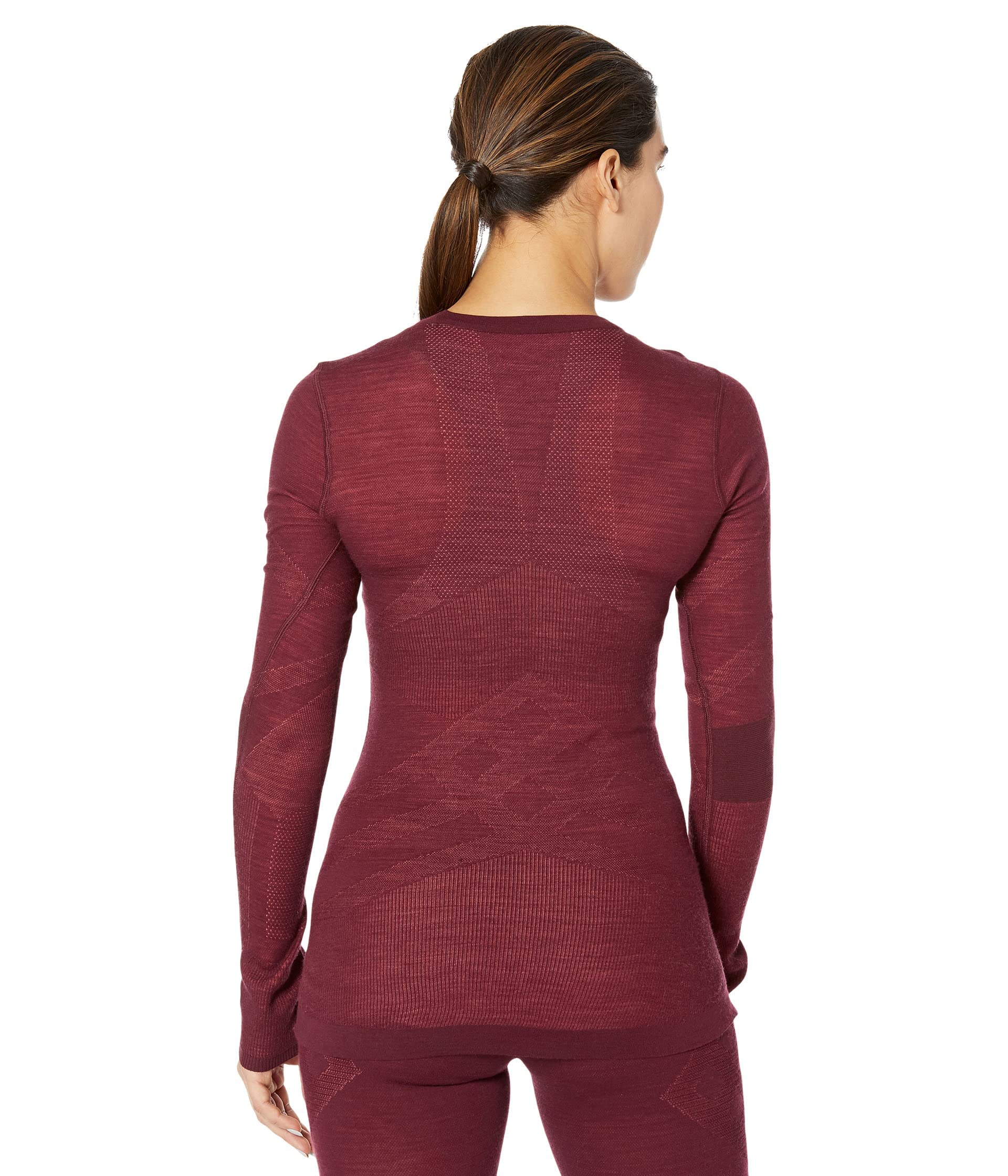 Smartwool Women's Intraknit Thermal Merino Wool Base Layer Crew (Slim Fit), Black Cherry, Large