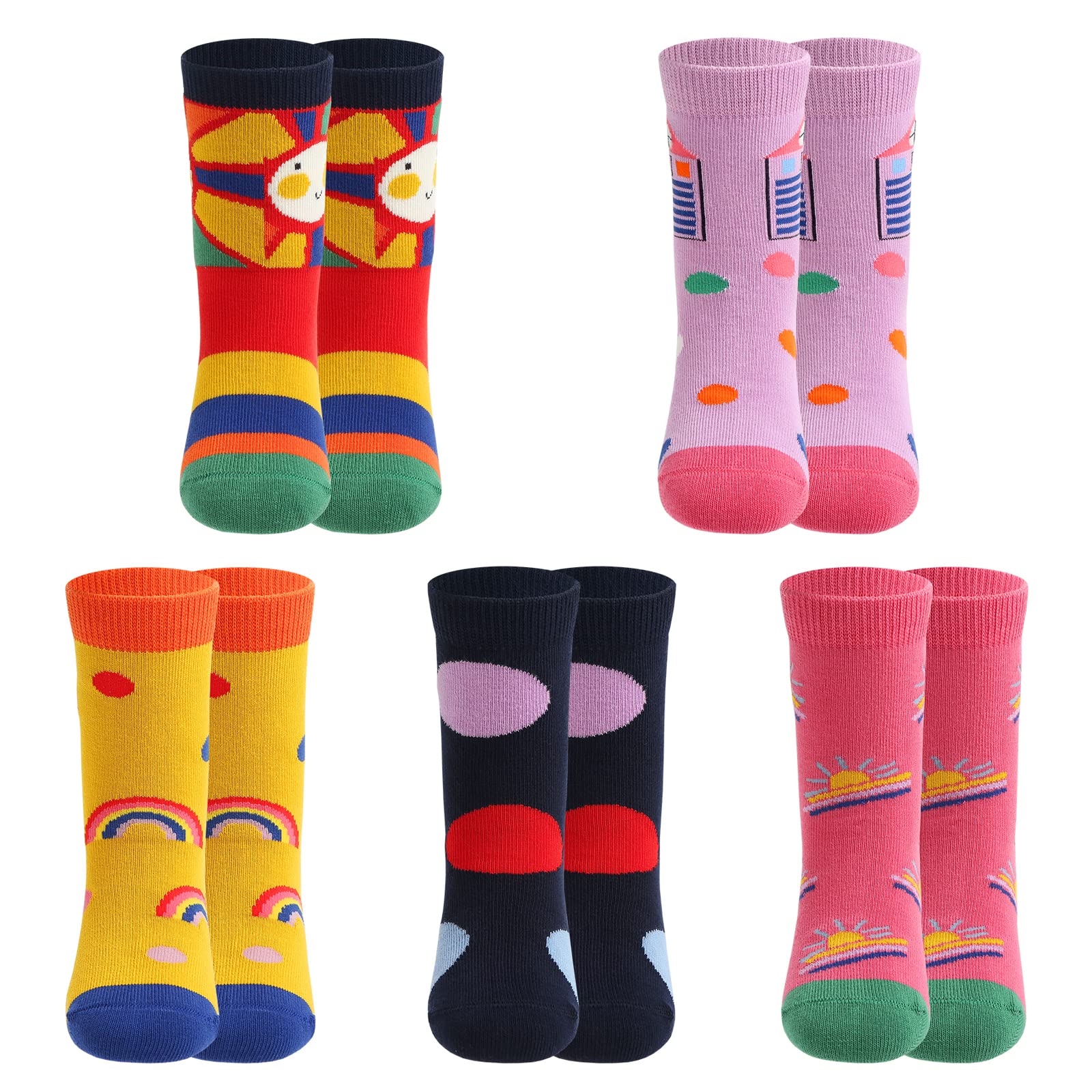 HUMAN FEELINGS Girls Socks,Athletic Socks for Girl 4-12 Years,Pack of 5 Pairs Dress socks…