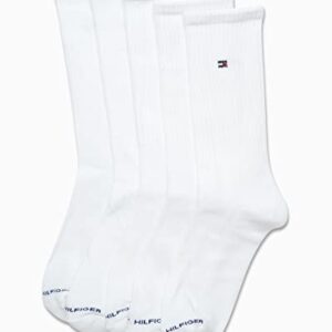 Tommy Hilfiger Men's Athletic Socks - Cushioned Crew Socks (5 Pack), Size 7-12, Pure White